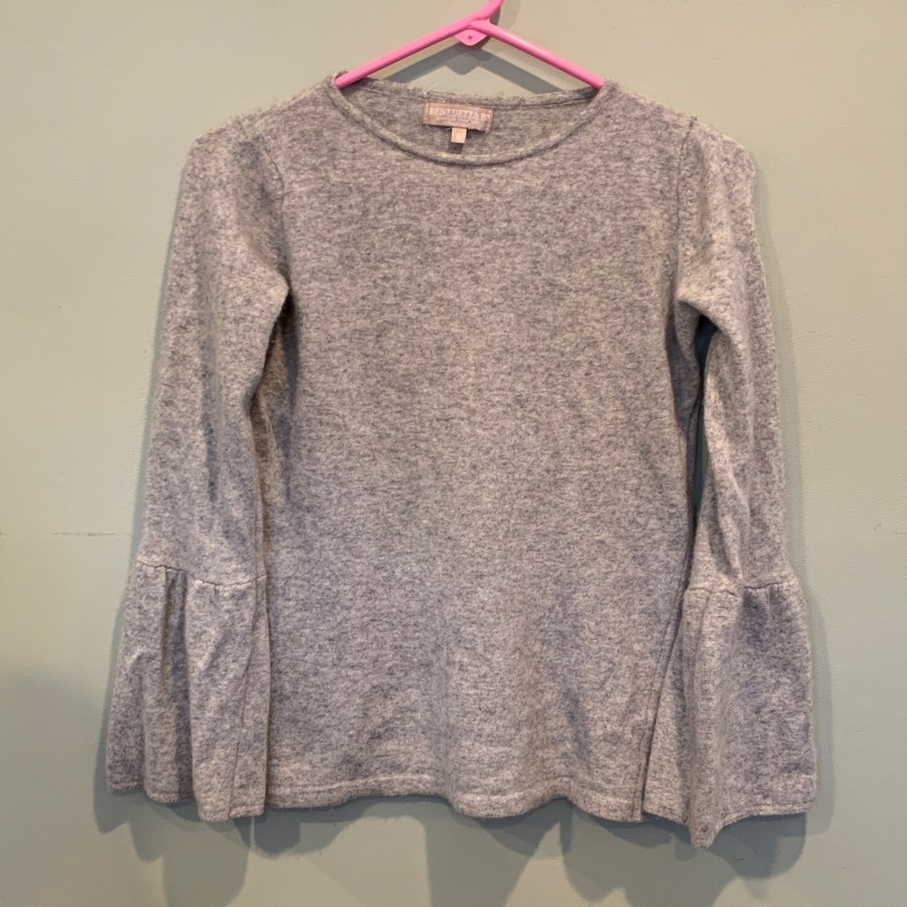 Benedetta B. Women’s Small Gray Long Bell Sleeve Fluffy Pullover Sweater